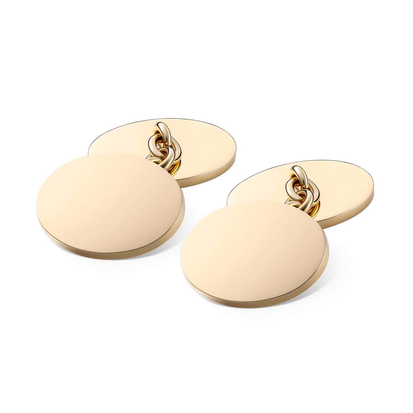 9ct Yellow Gold Cufflinks, Chain Linked Back