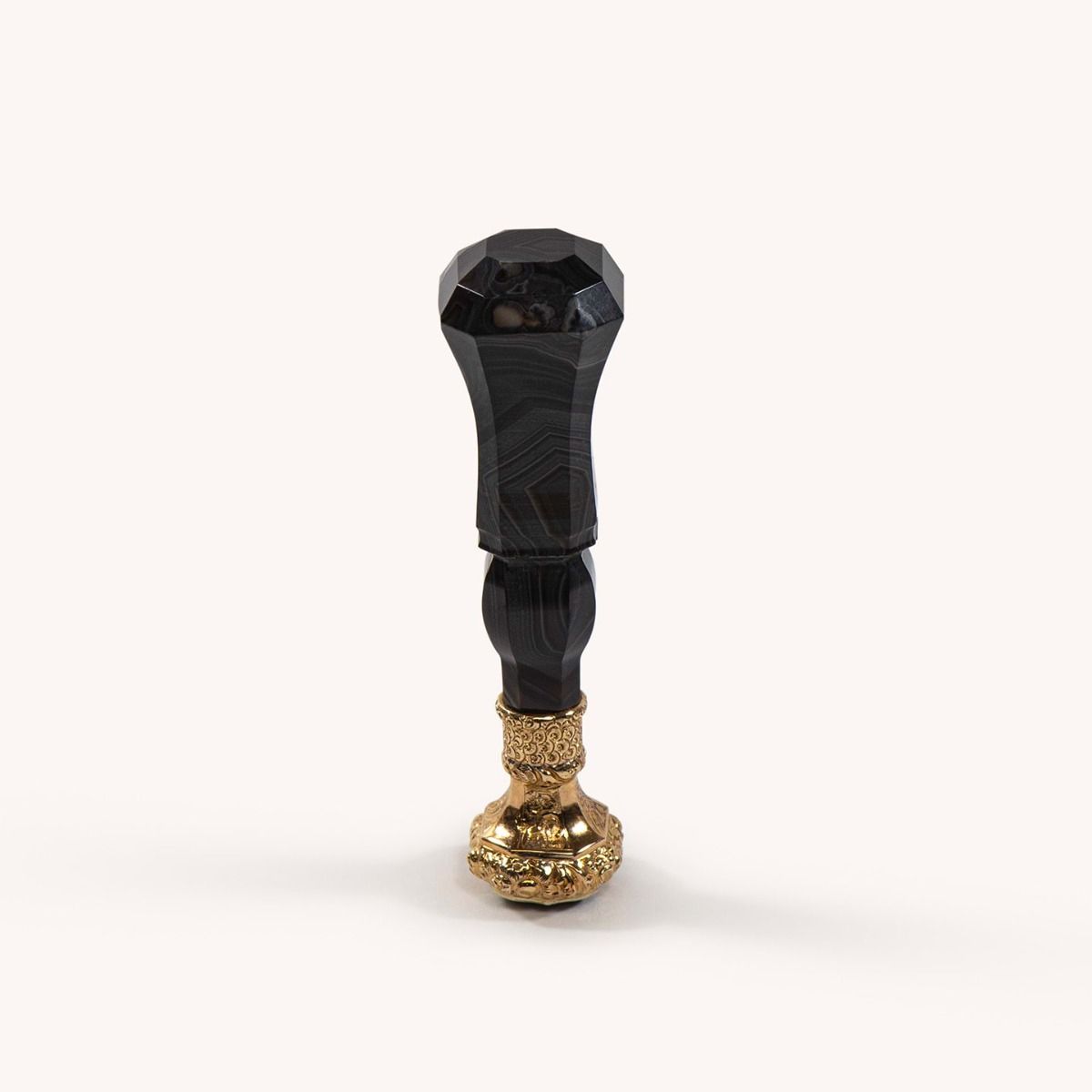 Desk Seal | Black Banded Agate & Gilt Desk Seal