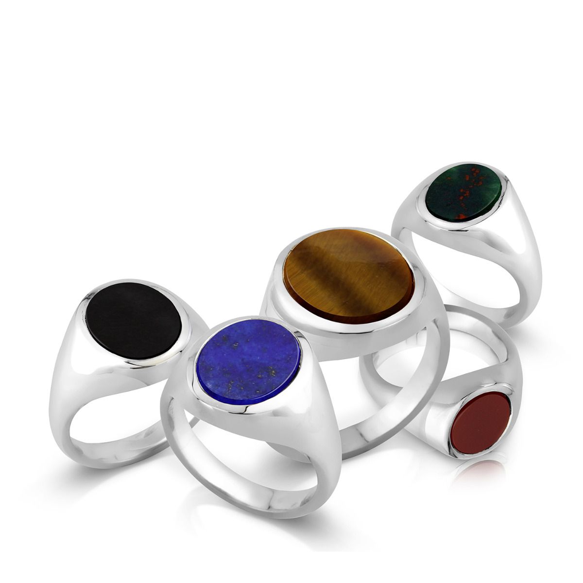 Sterling Silver Stone Set Oval Signet Ring