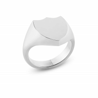 Silver 14 x 12mm Shield Signet Ring